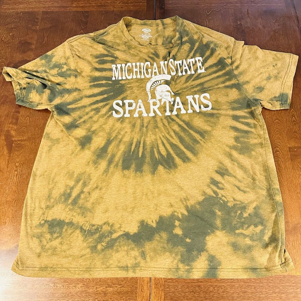 Michigan State Spartans Shirt Mens XL Green Cotton MSU Logo XL - Tie Dye